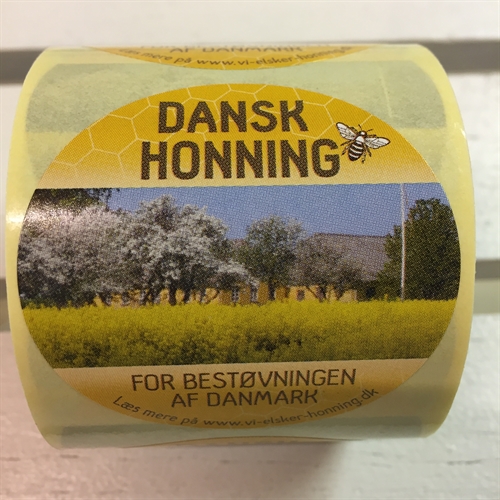 "Dansk honning" låg etiketter, gul, 200 stk.