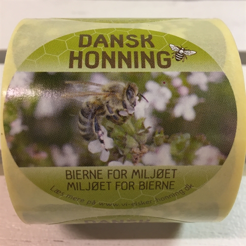 "Dansk honning" låg etiketter, grøn, 200 stk.